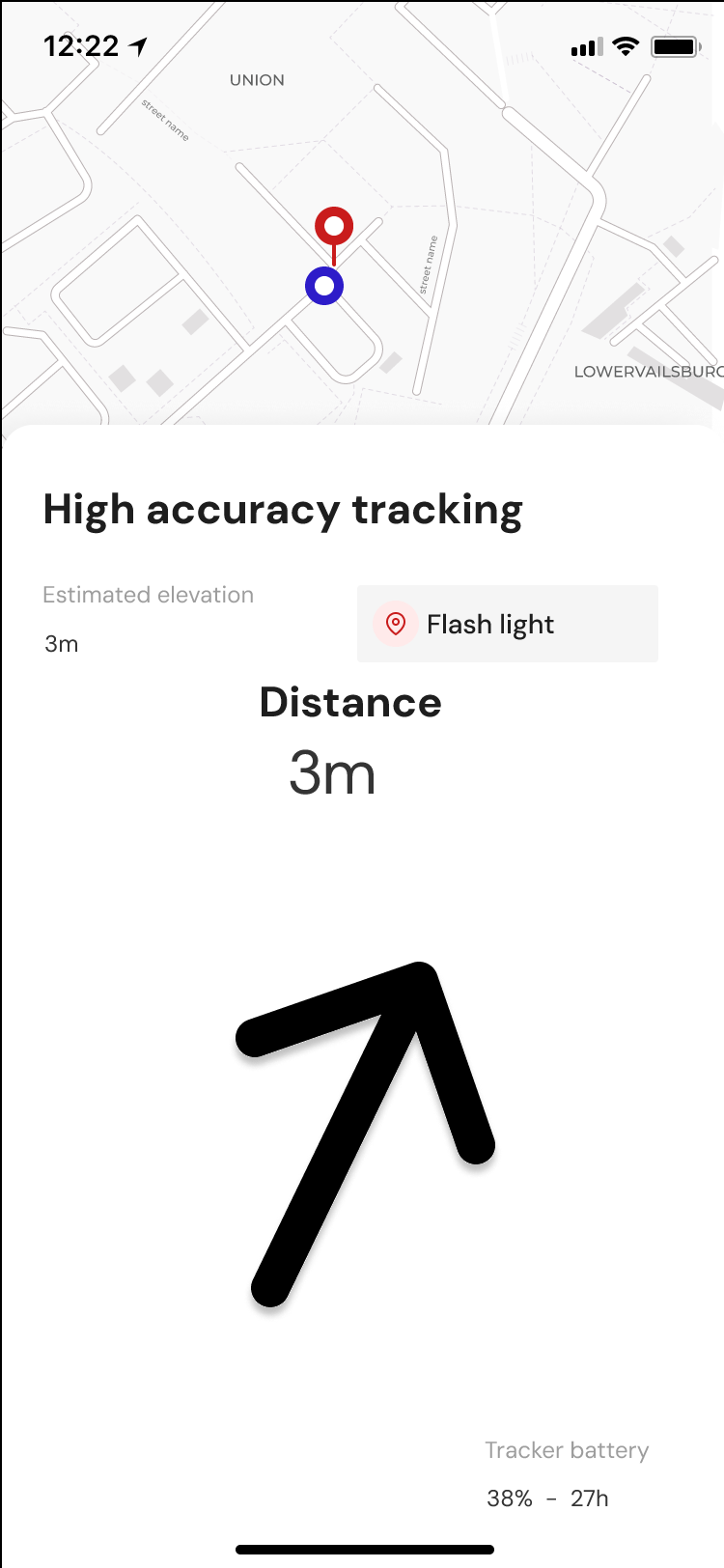 Short-distance arrow guiding you to your bike
