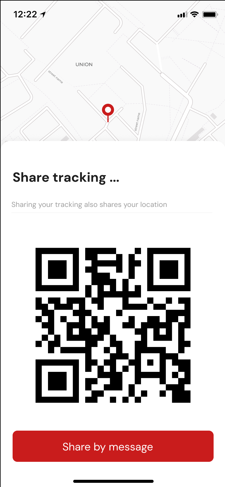 Share live tracking with someone via QR code